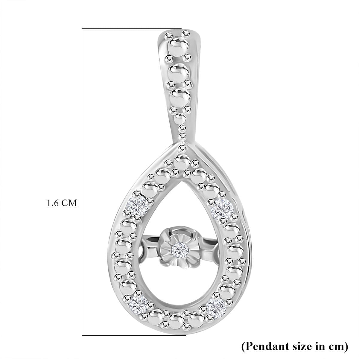 White Diamond Drop Pendant in Rhodium Overlay Sterling Silver 7814097 6