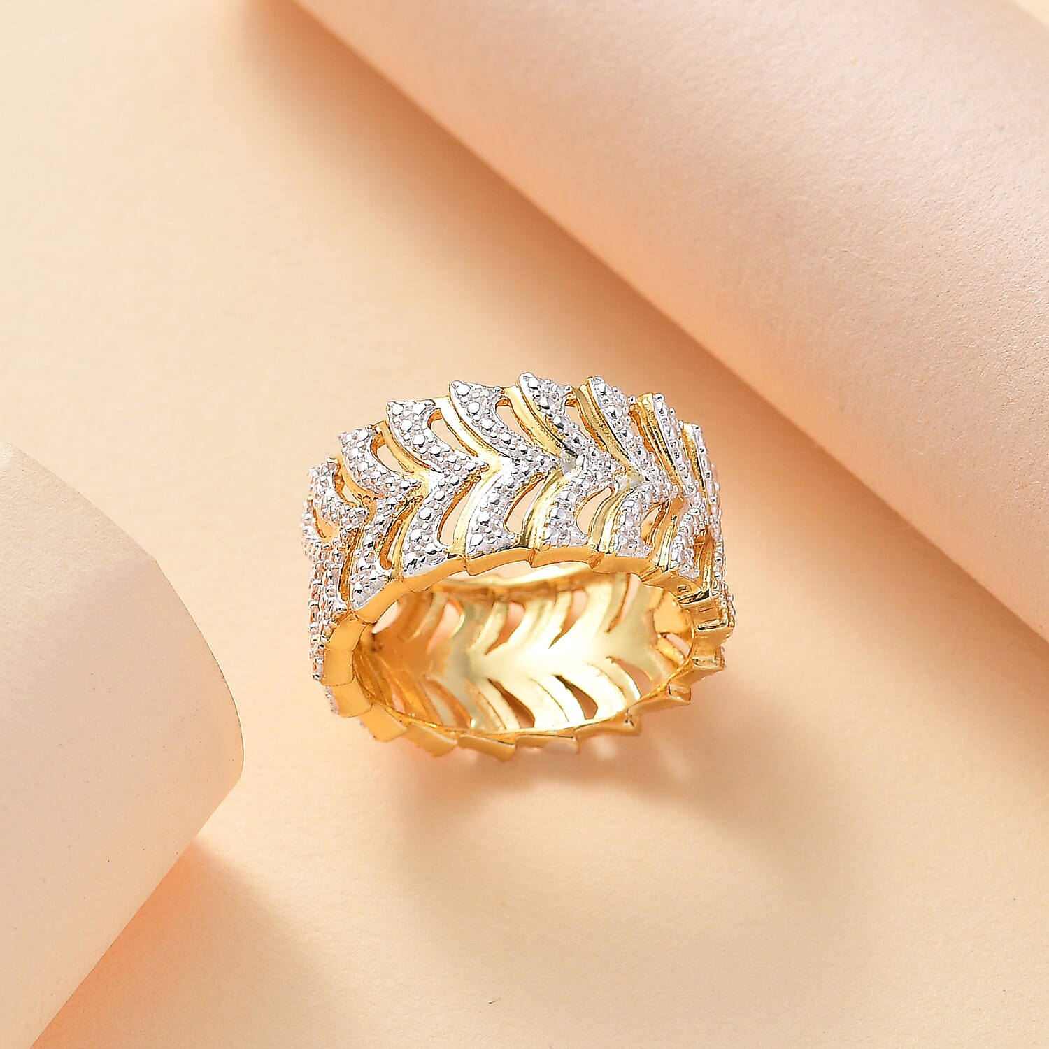 Designer Inspired - White Diamond Ring in Dual Tone 7893762 1