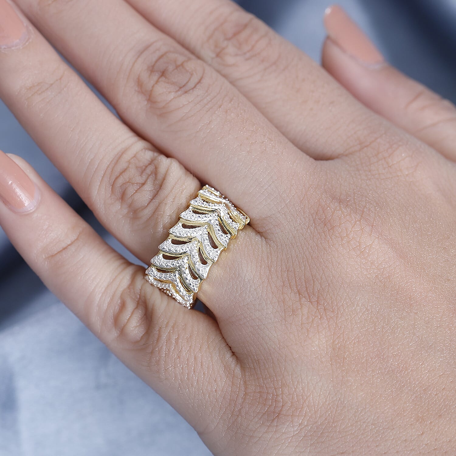 Designer Inspired - White Diamond Ring in Dual Tone 7893762 2