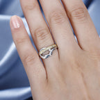 White Diamond Ring in Yellow Gold Plated & Platinum Overlay Sterling Silver