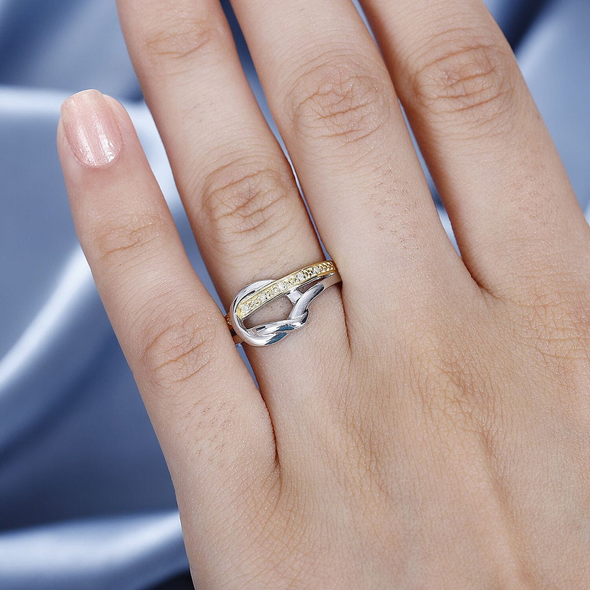 White Diamond Ring in Yellow Gold Plated &amp; Platinum Overlay Sterling Silver 7802927 3