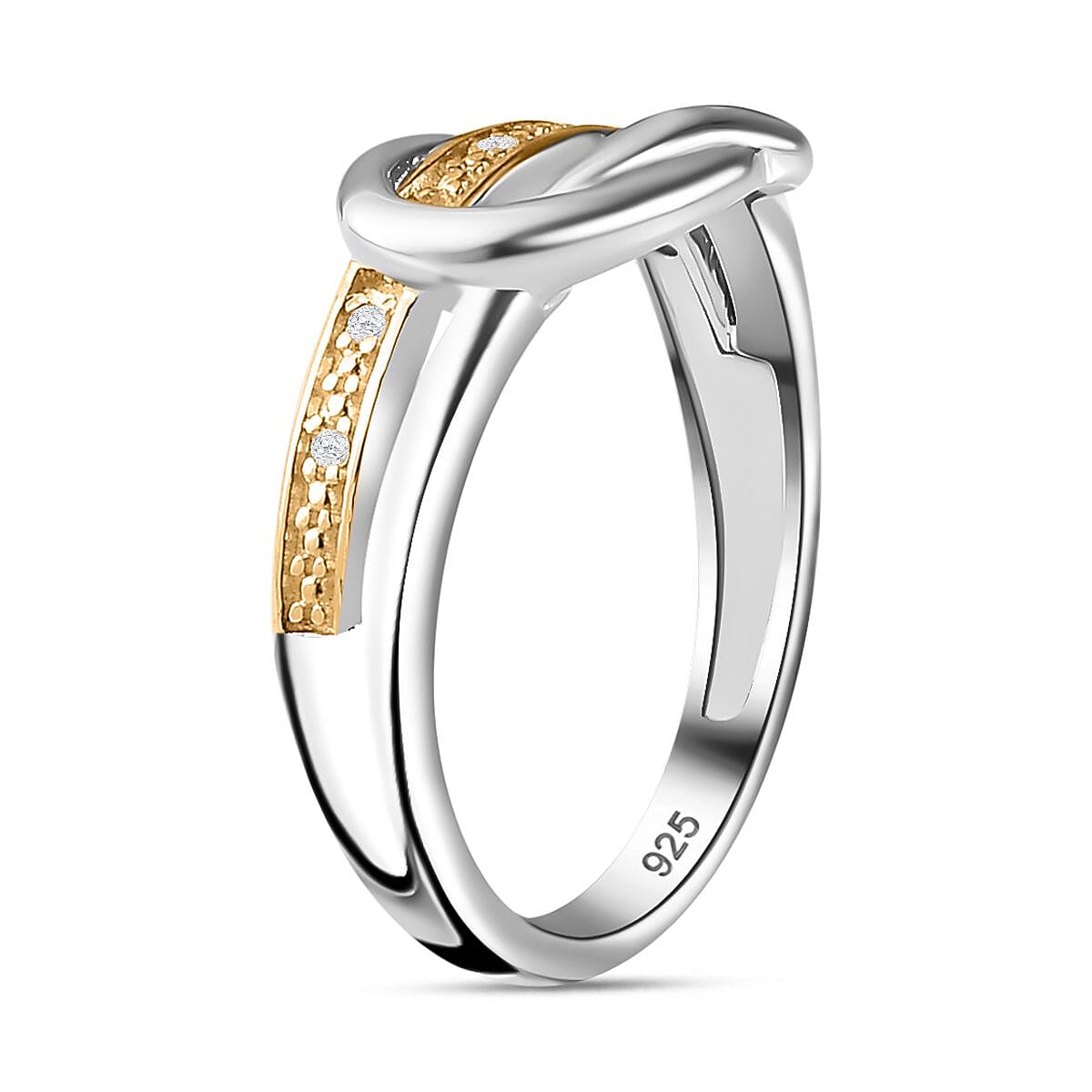 White Diamond Ring in Yellow Gold Plated &amp; Platinum Overlay Sterling Silver 7802927 4