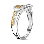 White Diamond Ring in Yellow Gold Plated & Platinum Overlay Sterling Silver