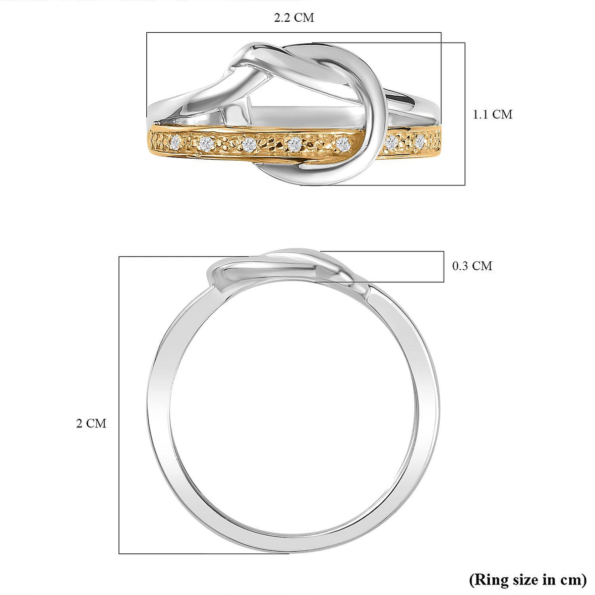 White Diamond Ring in Yellow Gold Plated &amp; Platinum Overlay Sterling Silver 7802927 6