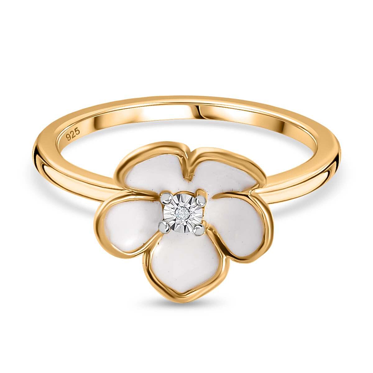 Designer Inspired- White Diamond Sterling Silver Floral Ring 7727669 0