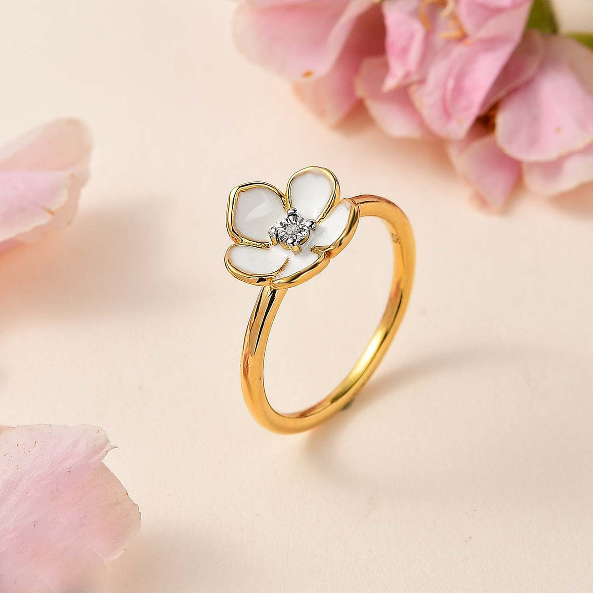 Designer Inspired- White Diamond Sterling Silver Floral Ring 7727669 2