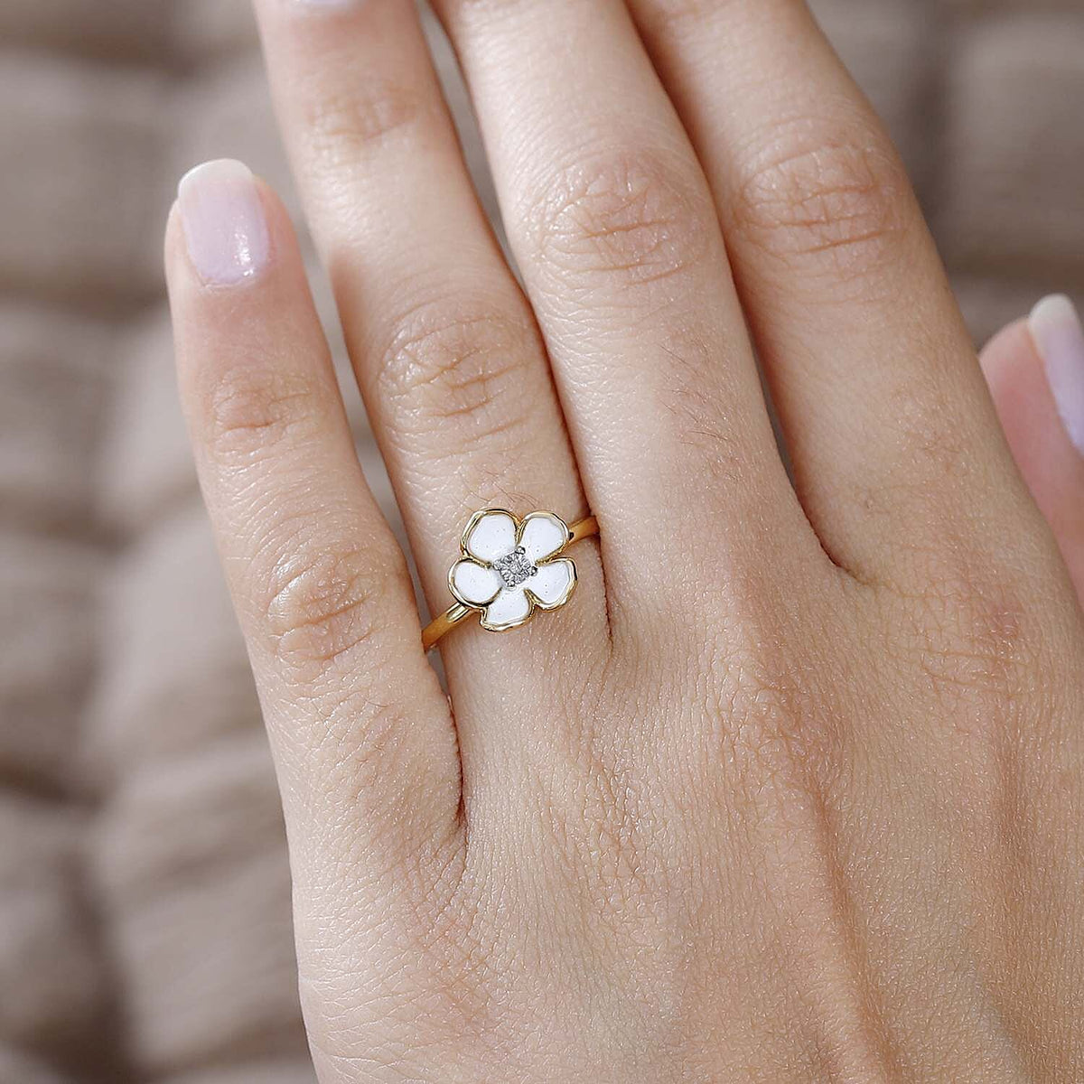 Designer Inspired- White Diamond Sterling Silver Floral Ring 7727669 3