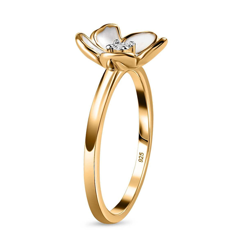 Designer Inspired- White Diamond Sterling Silver Floral Ring