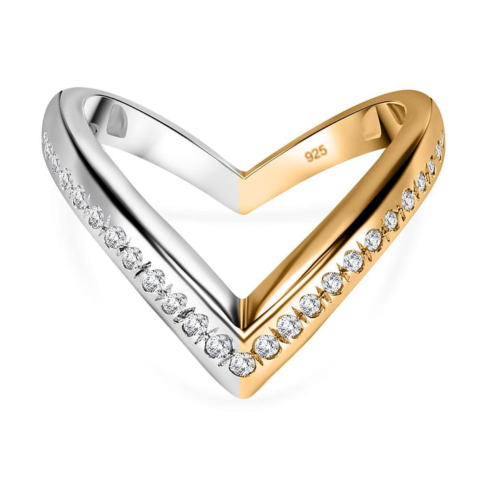 JCK Vegas Find - Diamond Wishbone Ring in 18K Vermeil Yellow Gold and Platinum Plated Sterling Silver 7740939 1