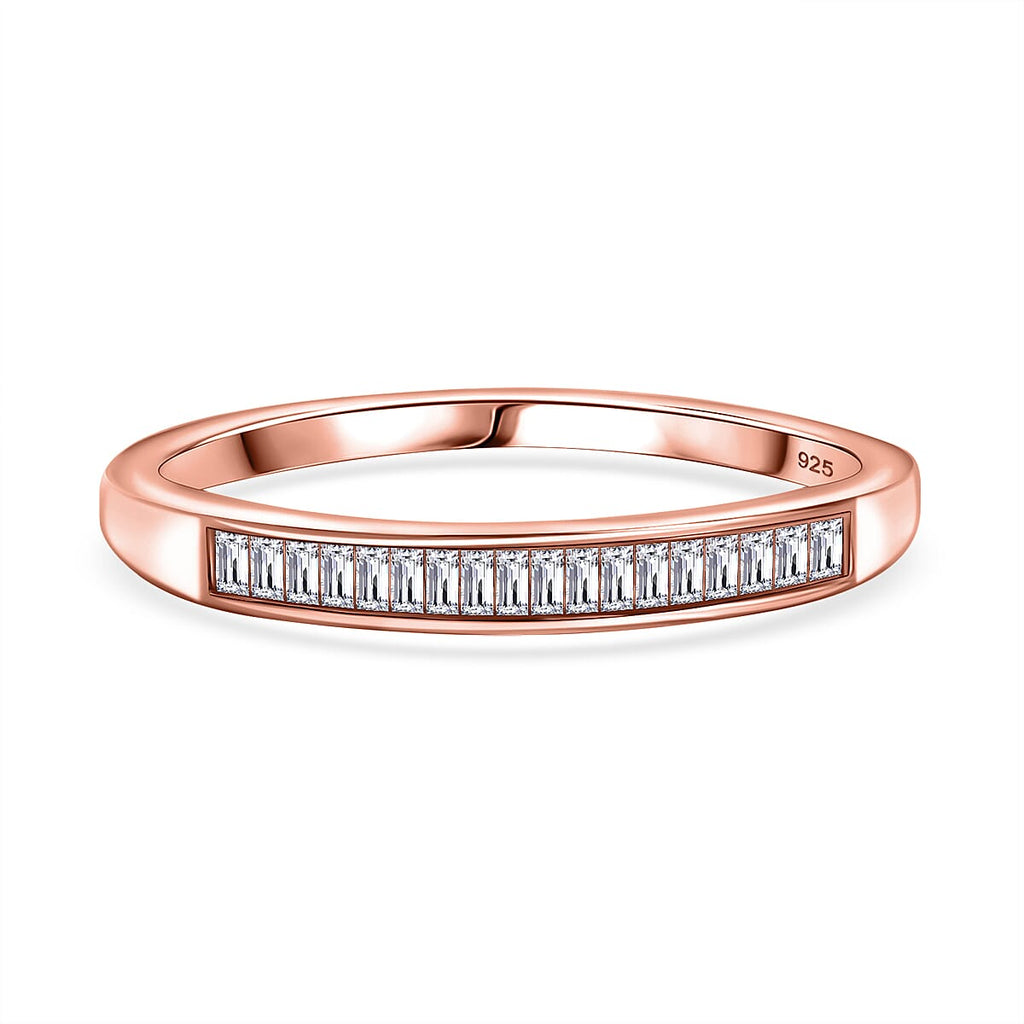 White Diamond Ring in 18K RG Vermeil Sterling Silver