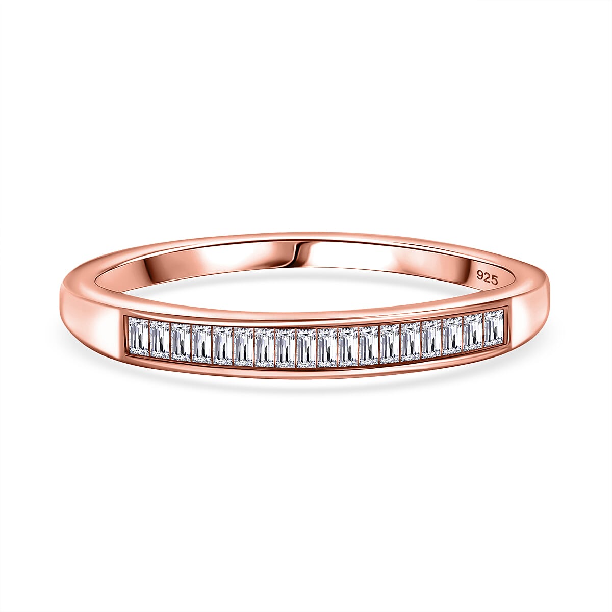 White Diamond Ring in 18K Rose Gold Vermeil Sterling Silver V32627585 0