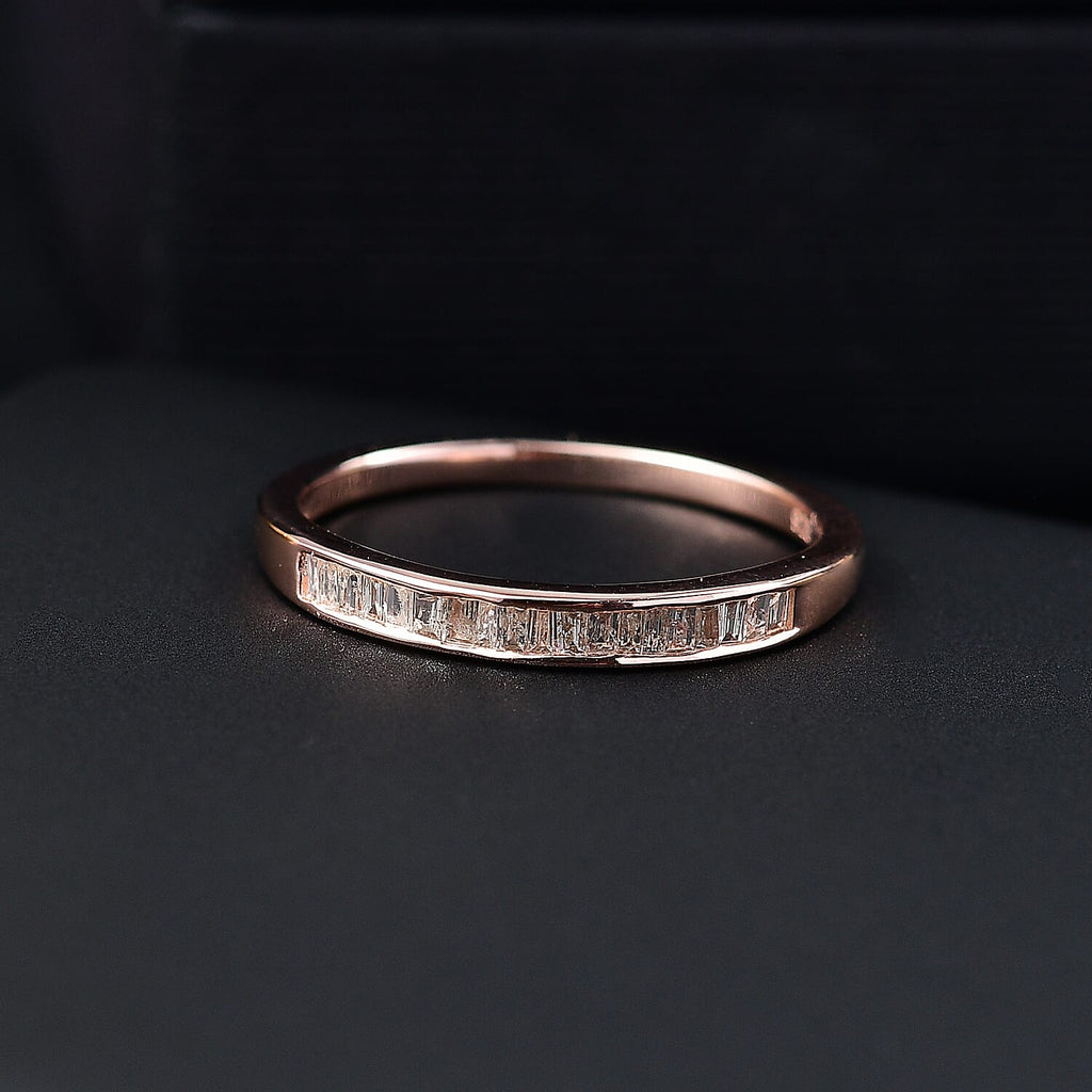 White Diamond Ring in 18K RG Vermeil Sterling Silver