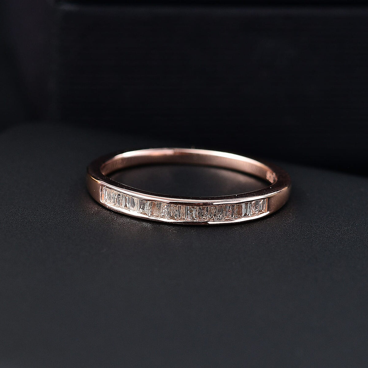 White Diamond Ring in 18K Rose Gold Vermeil Sterling Silver V32627585 1