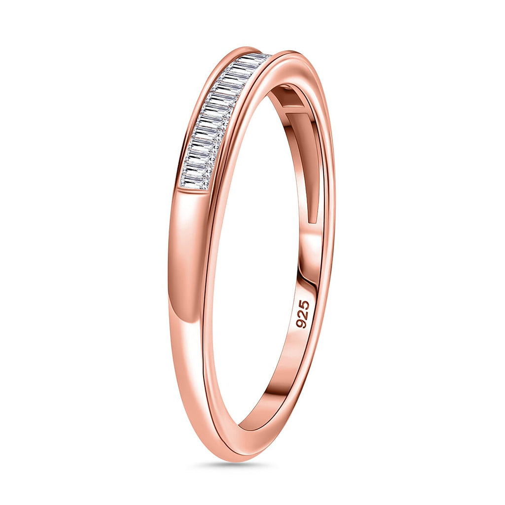 White Diamond Ring in 18K RG Vermeil Sterling Silver