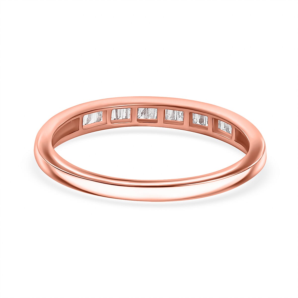 White Diamond Ring in 18K Rose Gold Vermeil Sterling Silver V32627585 4