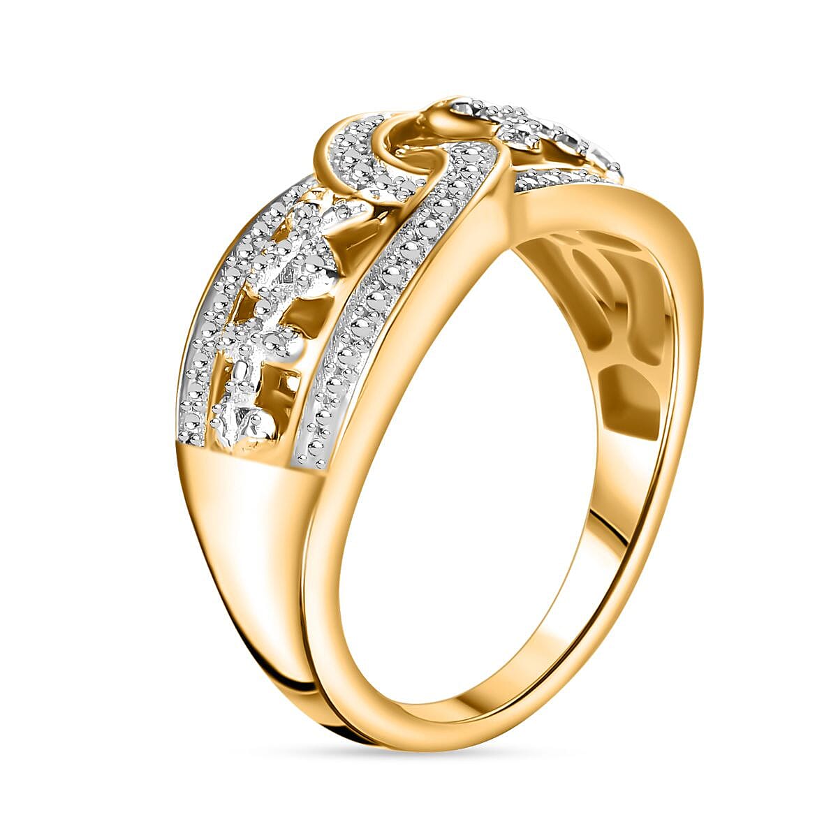 White Diamond Floral Ring in 18K Yellow Gold Vermeil Plated Sterling Silver 7823283 4
