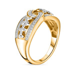 White Diamond  Fancy Ring in 18K YG Vermeil Sterling Silver 0.01 ct  0.005  Ct.