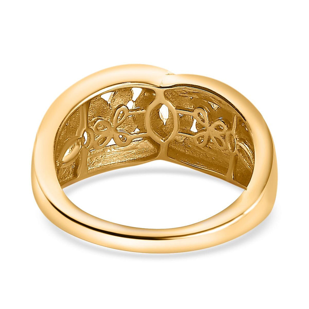 White Diamond  Fancy Ring in 18K YG Vermeil Sterling Silver 0.01 ct  0.005  Ct.