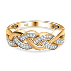White Diamond  Fancy Ring in 18K YG Vermeil Sterling Silver 0.15 ct  0.165  Ct.