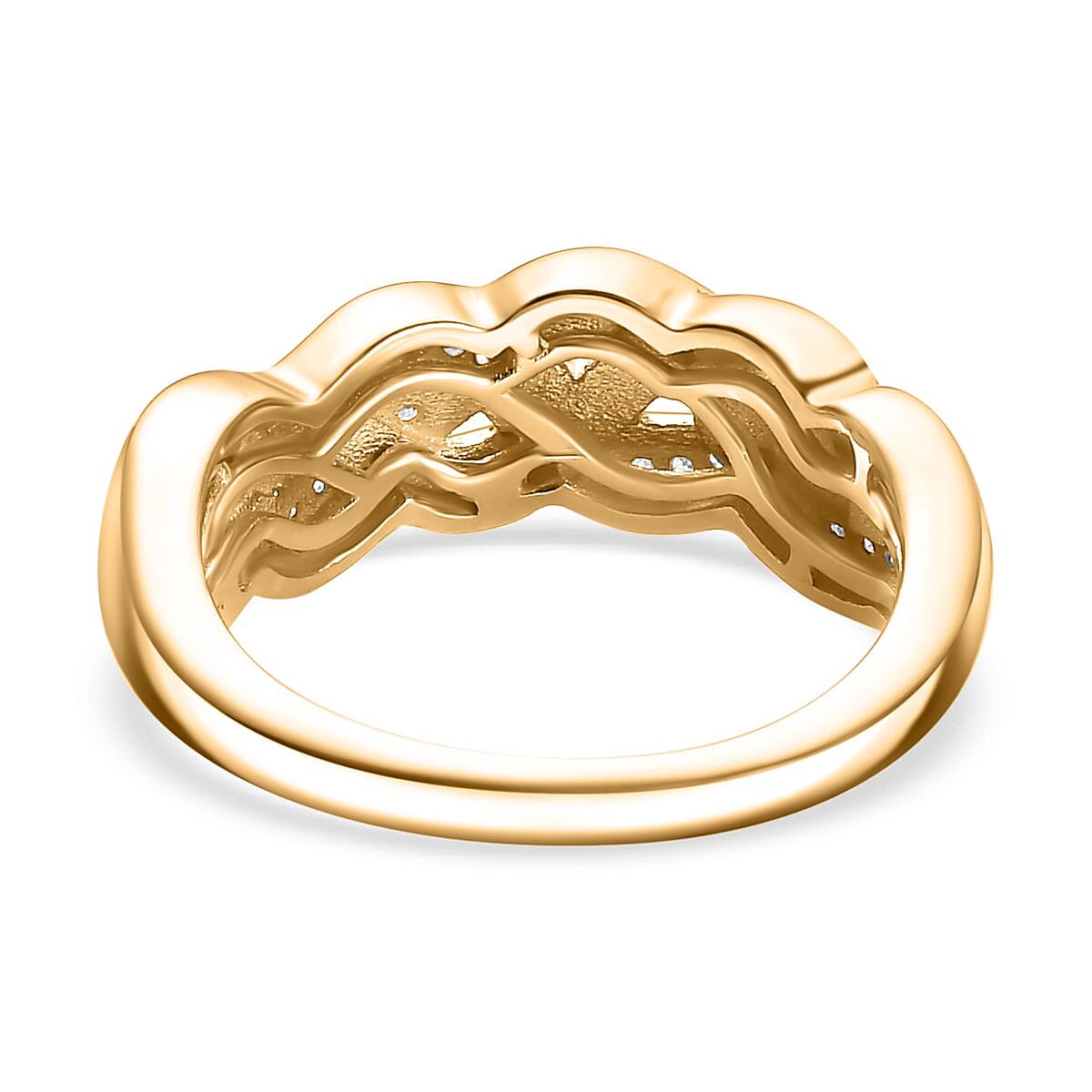 White Diamond Braided Band Ring in 18K Yellow Gold Vermeil Plated Sterling Silver 7819196 5