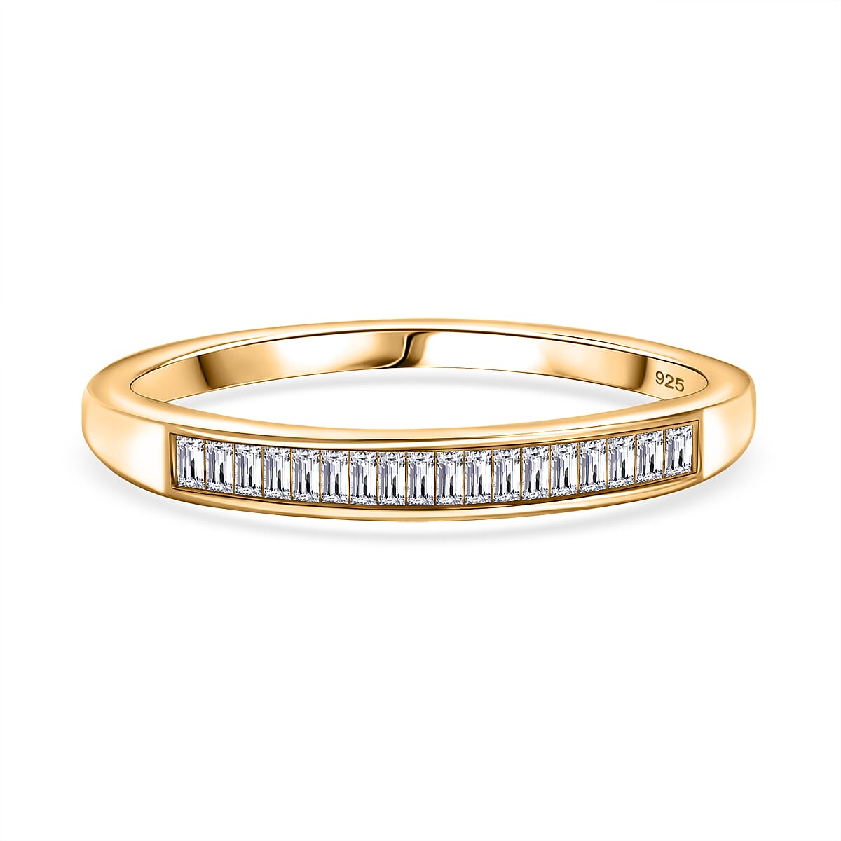 One Time Deal - White Diamond Band Ring in 18K YG Vermeil Sterling Silver V32702160 0