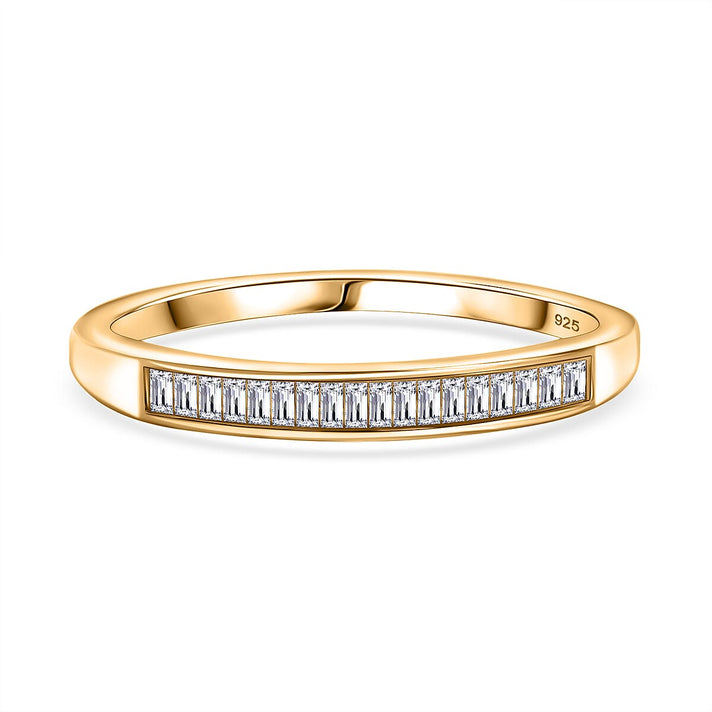 One Time Deal - White Diamond Band Ring in 18K Yellow Gold Vermeil Sterling Silver 7962092 1