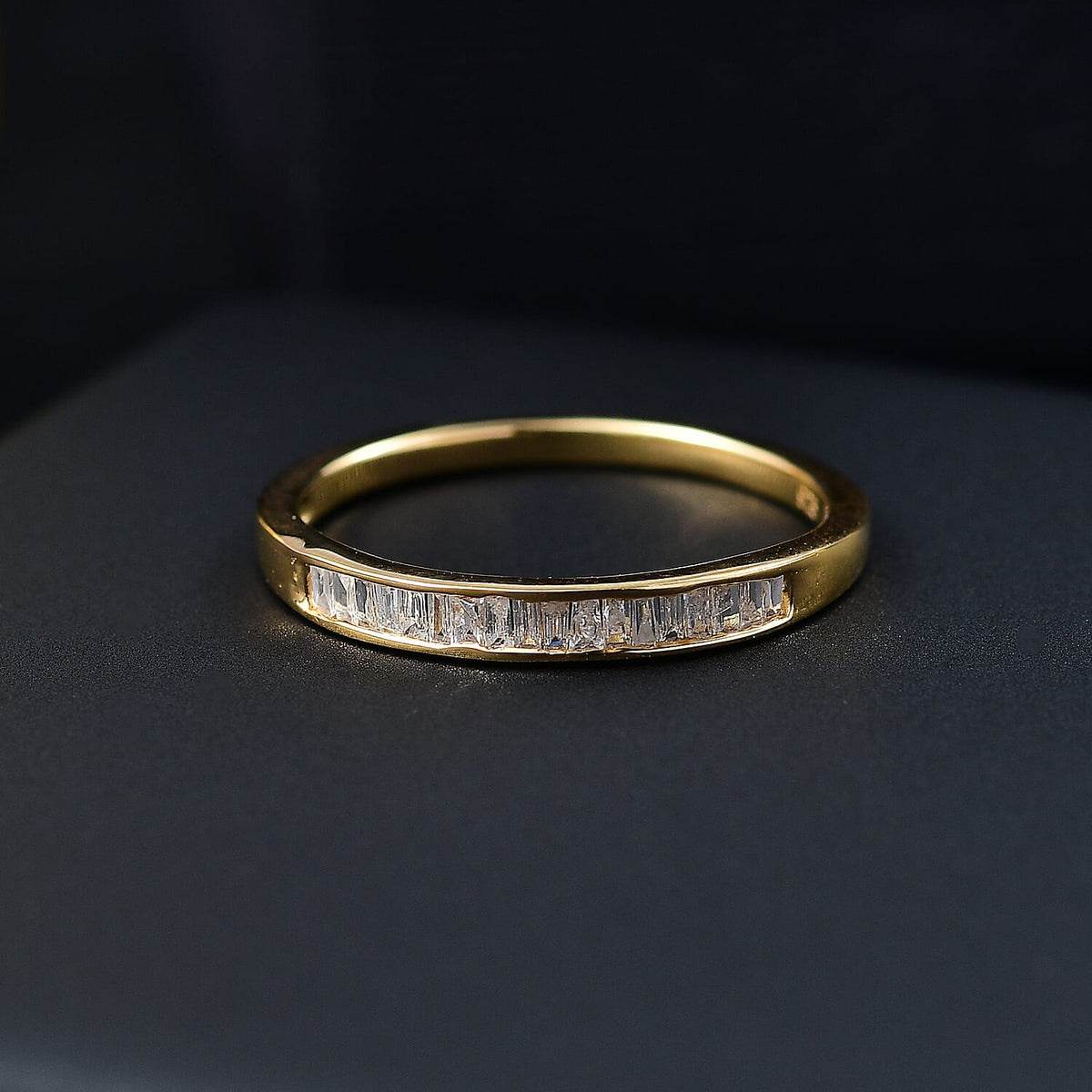One Time Deal - White Diamond Band Ring in 18K YG Vermeil Sterling Silver V32702160 1