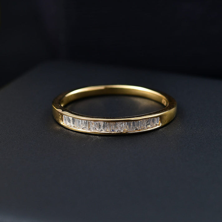 One Time Deal - White Diamond Band Ring in 18K Yellow Gold Vermeil Sterling Silver 7962092 2
