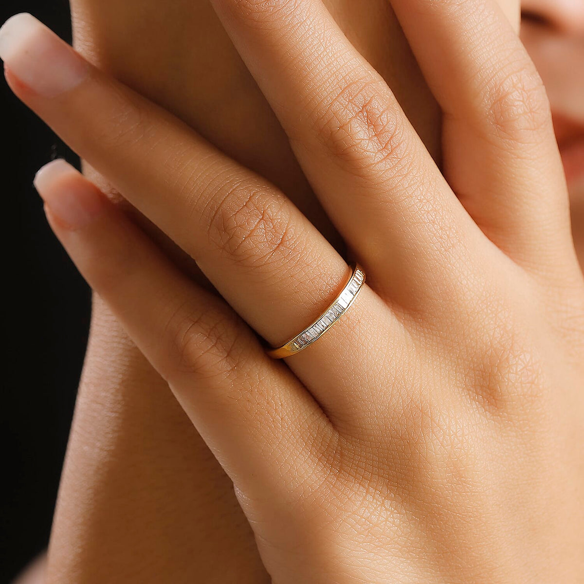 One Time Deal - White Diamond Band Ring in 18K YG Vermeil Sterling Silver V32702160 2