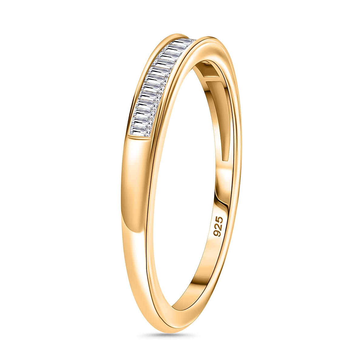One Time Deal - White Diamond Band Ring in 18K YG Vermeil Sterling Silver V32702160 3