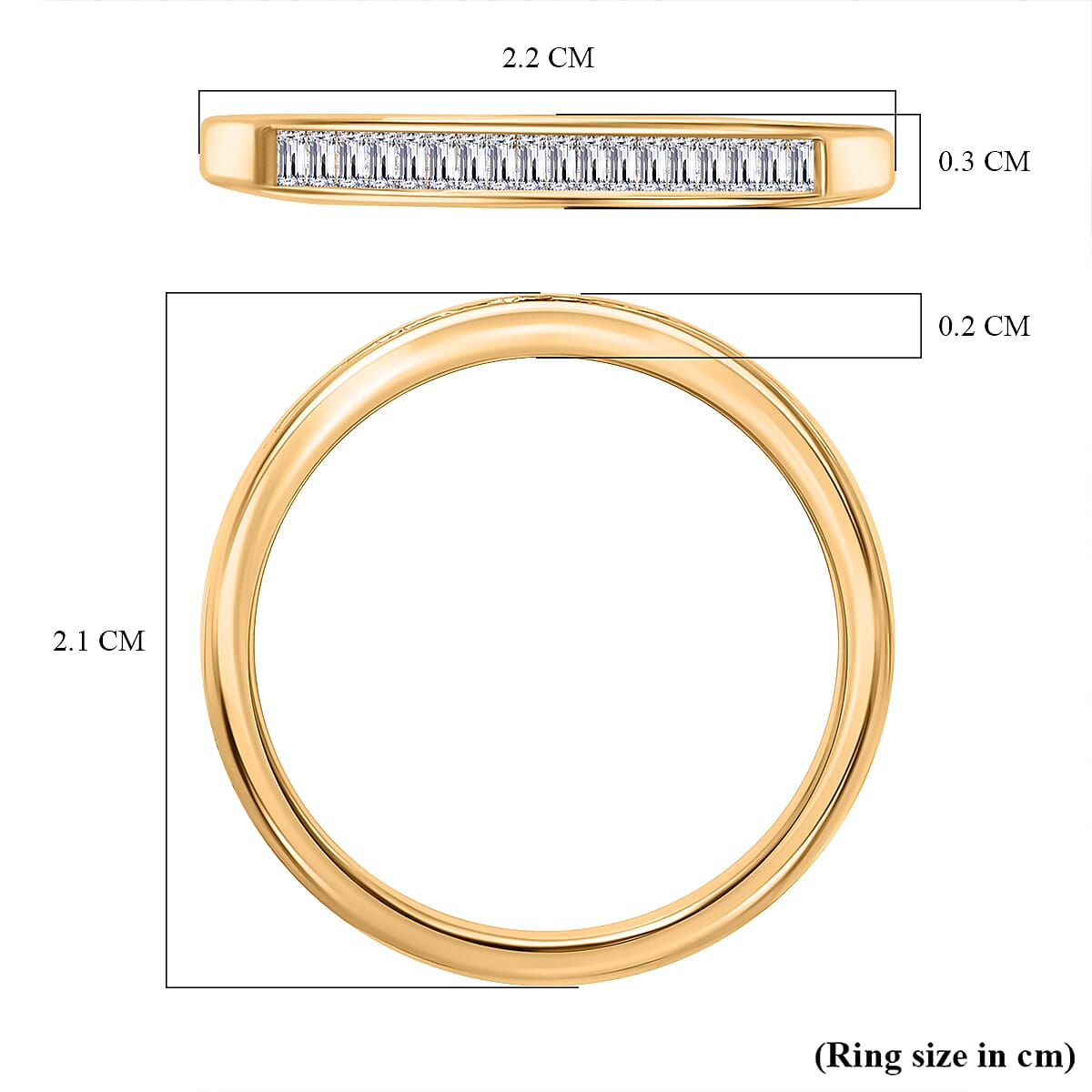 One Time Deal - White Diamond Band Ring in 18K YG Vermeil Sterling Silver V32702160 5