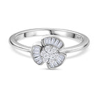 Designer Inspired - Diamond Floral Ring in Platinum Overlay Sterling Silver 0.25 Ct.