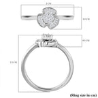 Designer Inspired - Diamond Floral Ring in Platinum Overlay Sterling Silver 0.25 Ct.