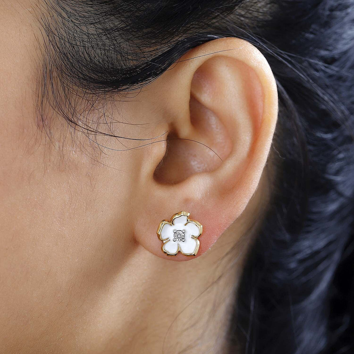 Designer Inspired- Diamond Stud Earrings in Sterling Silver 7727688 2