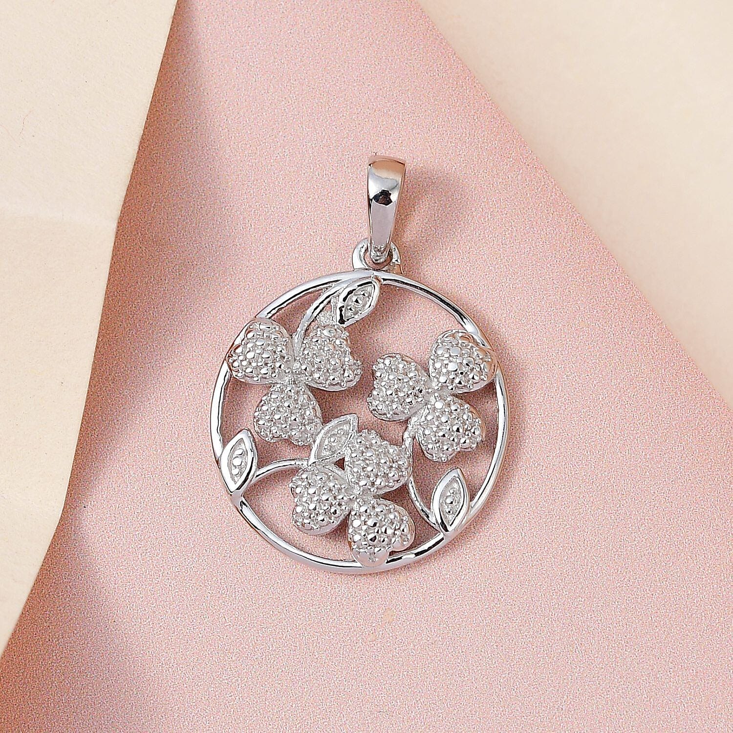 Diamond Floral Pendant in Platinum Overlay Sterling Silver 7363894 3