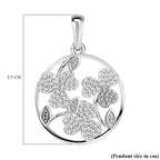 Diamond Floral Pendant in Platinum Overlay Sterling Silver