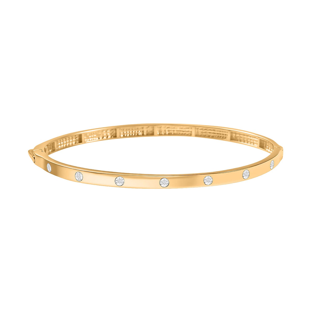 Mega Close Out Deal - EverTrue Natural White Diamond Bangle (Size 7.5) in Yellow Gold Plated 7700257 0