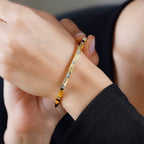 Mega Close Out Deal - EverTrue Natural White Diamond Bangle (Size 7.5) in Yellow Gold Plated