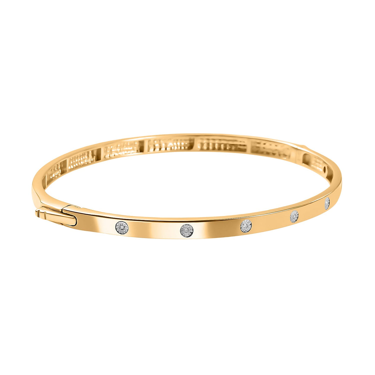 Mega Close Out Deal - EverTrue Natural White Diamond Bangle (Size 7.5) in Yellow Gold Plated 7700257 4