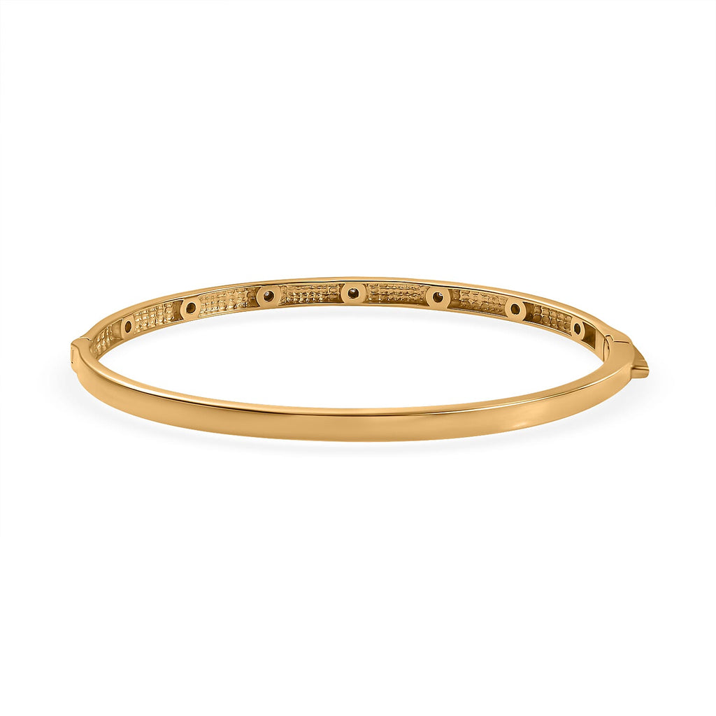 Mega Close Out Deal - EverTrue Natural White Diamond Bangle (Size 7.5) in Yellow Gold Plated
