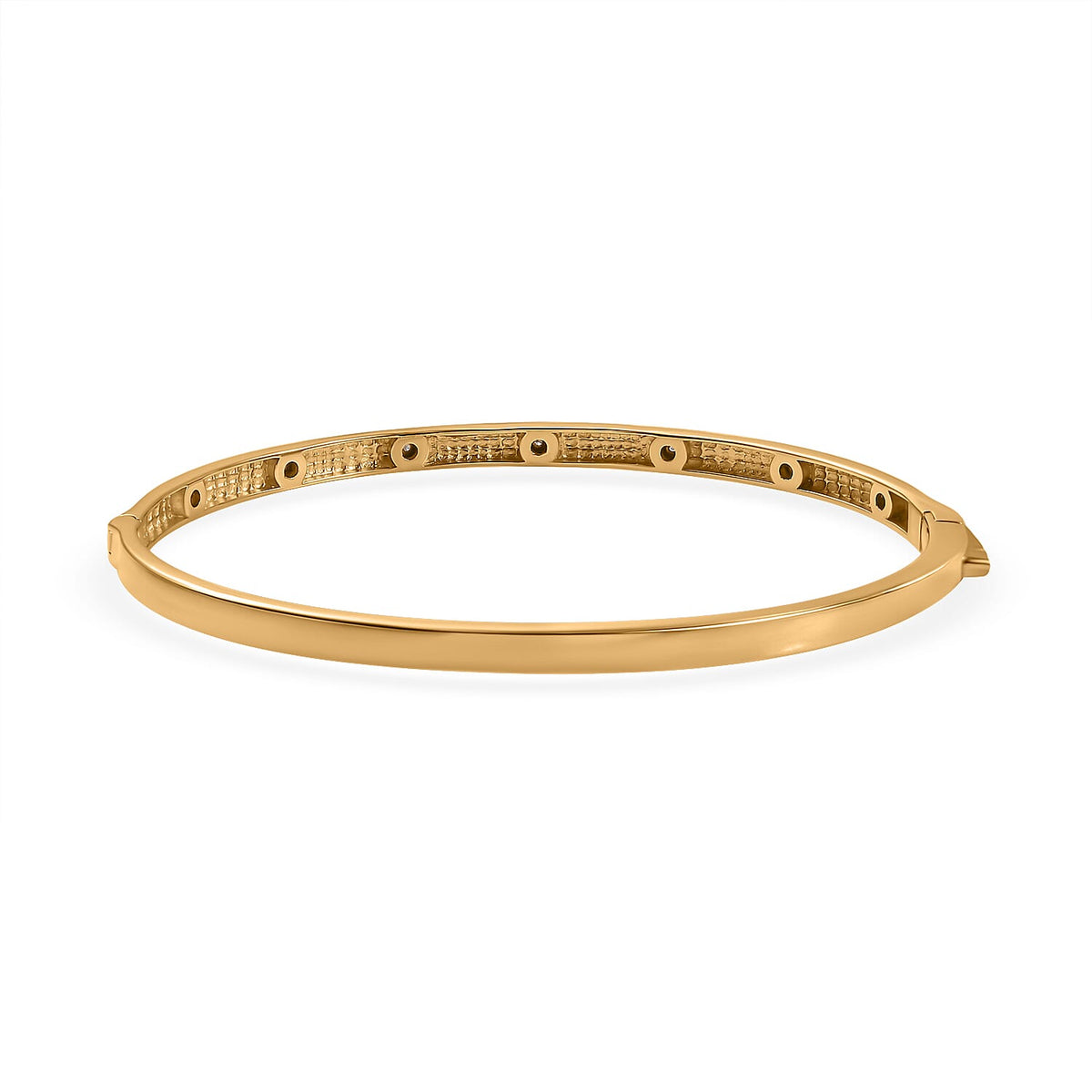 Mega Close Out Deal - EverTrue Natural White Diamond Bangle (Size 7.5) in Yellow Gold Plated 7700257 5