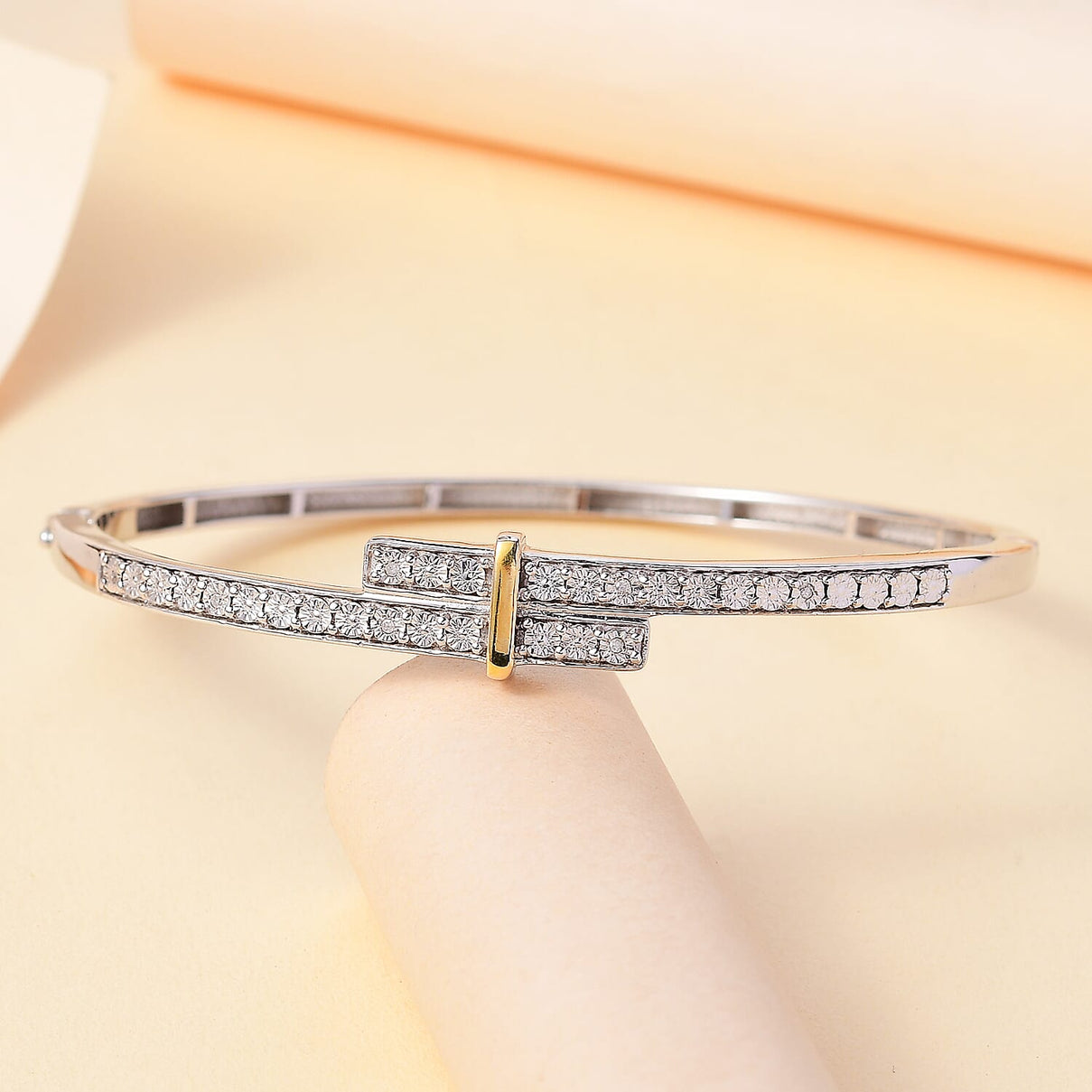 Designer Close Out - EverTrue Natural White Diamond Bangle (Size - 7.5) in Two Tone 7862412 8