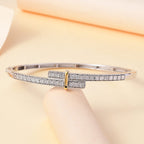 Designer Close Out - EverTrue Natural White Diamond Bangle (Size - 7.5) in Two Tone