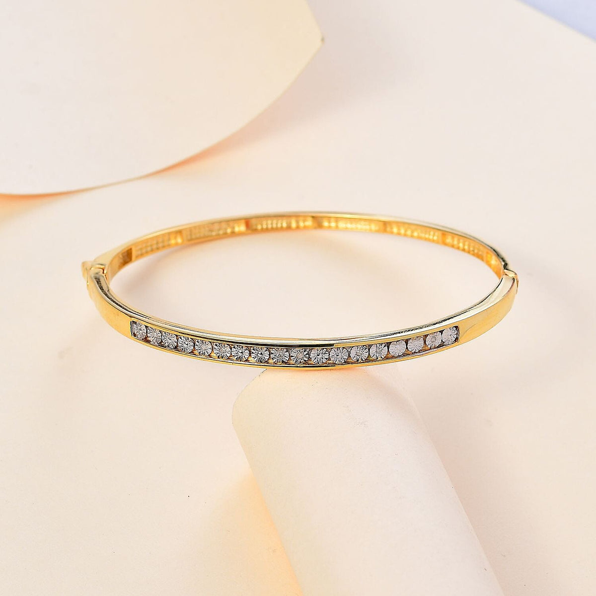 One Time Deal- Diamond Gold Plated Tennis Bangle Size (7.5) 7785023 2