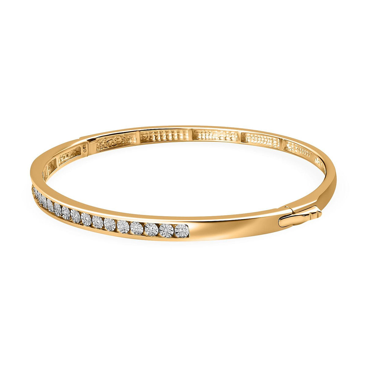One Time Deal- Diamond Gold Plated Tennis Bangle Size (7.5) 7785023 4