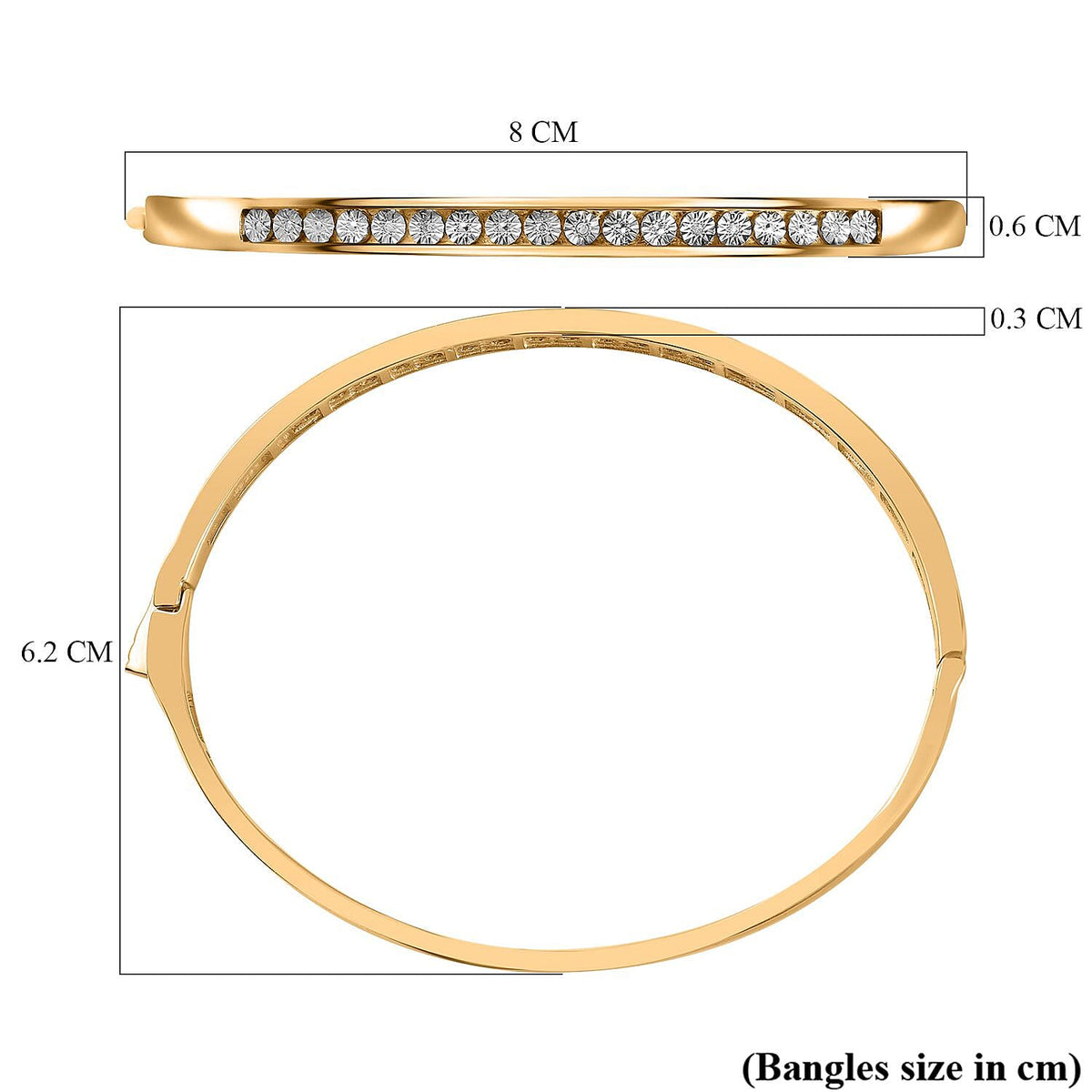 One Time Deal- Diamond Gold Plated Tennis Bangle Size (7.5) 7785023 6