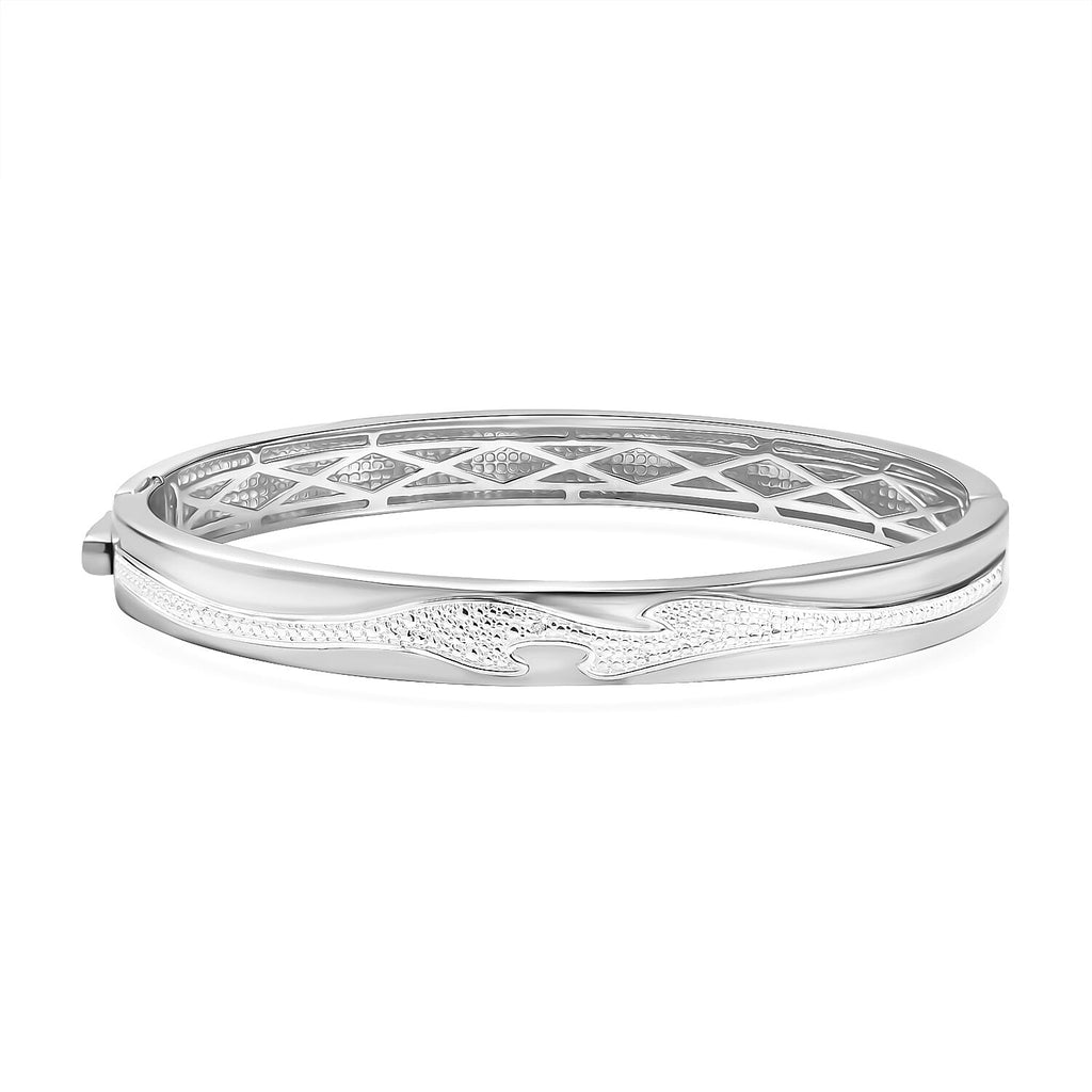 White Diamond Bangle (Size - 7.5) in Silver Tone