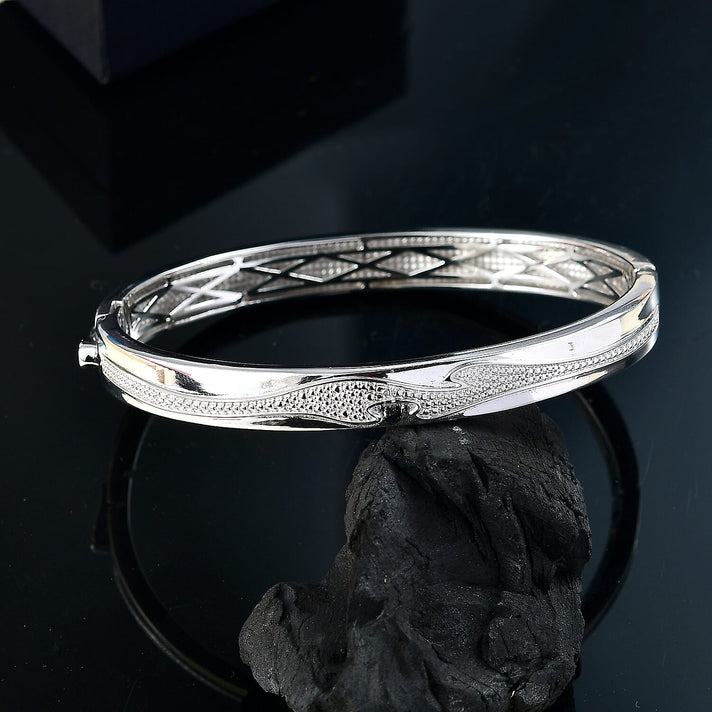 White Diamond Bangle (Size - 7.5) in Silver Tone 7983822 2