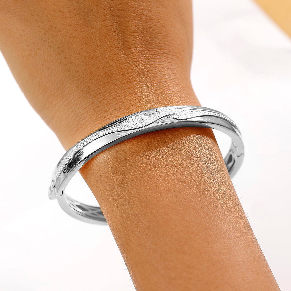 White Diamond Bangle (Size - 7.5) in Silver Tone V32730651 2