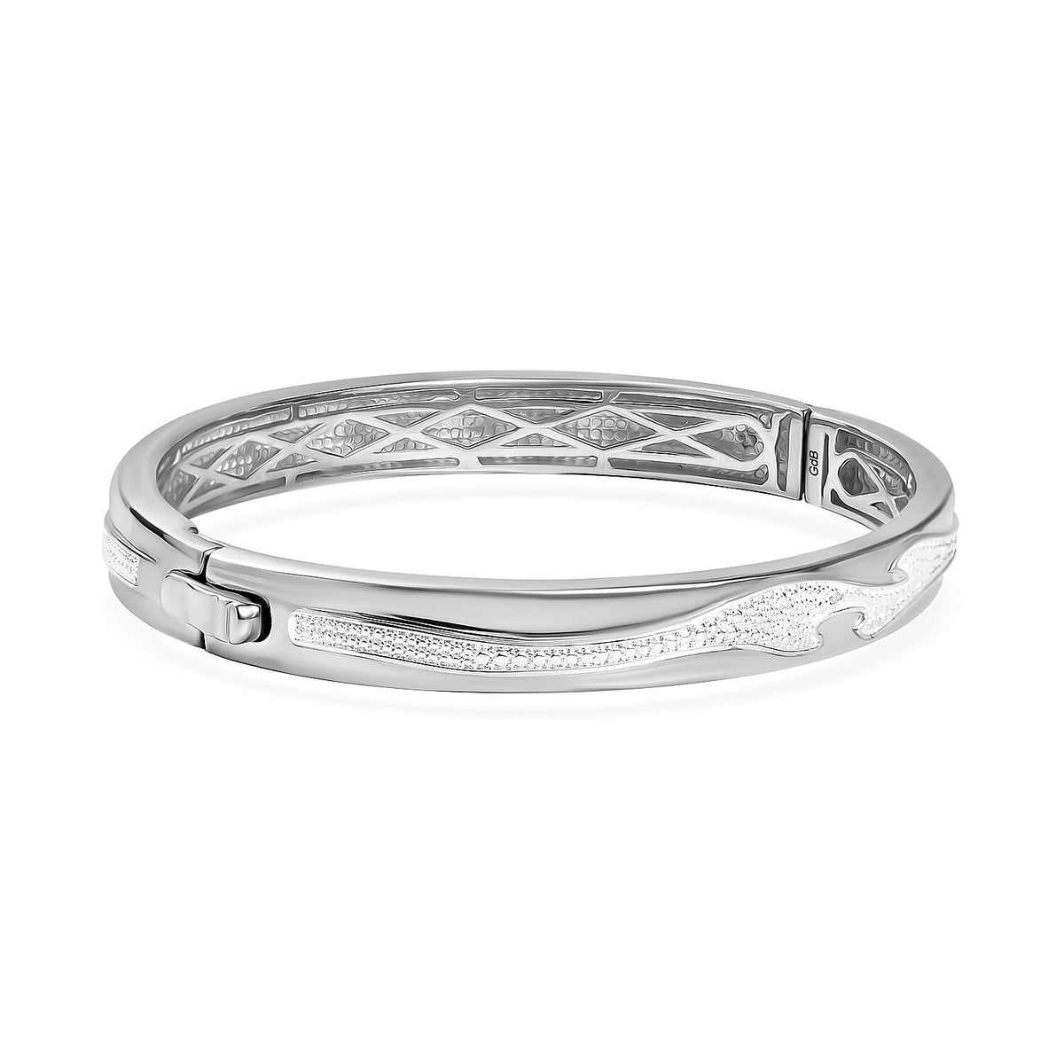 White Diamond Bangle (Size - 7.5) in Silver Tone V32730651 3